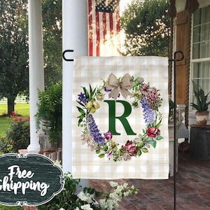 Personalized Flag Welcome Garden Flag Welcome House Flag Farmhouse Garden Flags Rustic Wreath Decor Mother&#39;s Day gift