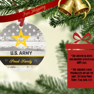Personalized Army Metal Ornament, Personalized Ornaments, Christmas Ornament, Army Christmas Ornament