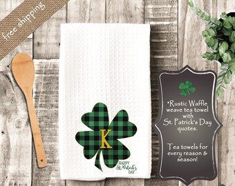 St. Patrick's Day Geschirrtuch, Kleeblatt Geschirrtücher, Personalisiertes Geschirrtuch, Küchen Dekor, Gastgeschenk, Housewarming Geschenk