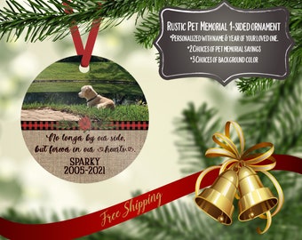 Personalized Pet Memorial Rustic Ornament, Pet Christmas Ornament, 1-sided Ornament