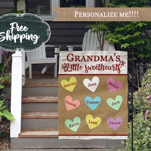 Personalized Grandparent Flag Custom Valentine gift for Grandma Grandparent Garden Flags