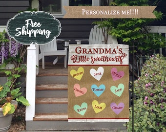Personalized Grandparent Flag Custom Valentine gift for Grandma Grandparent Garden Flags