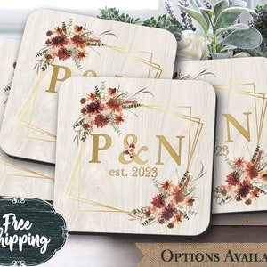 Custom drink coasters housewarming gift Hostess gift monogram coaster set monogram coaster bridal shower gift