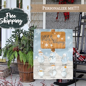 Personalized Grandparent Flag Custom Greatest Blessing Garden Flags Winter Grandparent flag