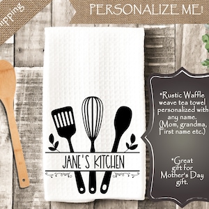 Personalized Tea Towel, Personalized Dish Towel, kitchen towel, Kitchen Decor, Hostess Gift, Housewarming gift
