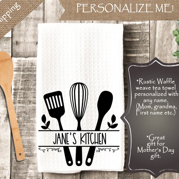 Personalized Tea Towel, Personalized Dish Towel, kitchen towel, Kitchen Decor, Hostess Gift, Housewarming gift