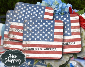 Rustikale patriotische Getränkeuntersetzer Einweihungsparty Geschenk amerikanisch Dekor