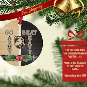 Ornement personnalisé, Ornement Go Army Beat bleu marine, Ornement de Noël, Ornement recto, Ornement de Noël USMA Ornement West Point