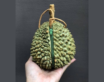 Portafoglio fatto a mano con monete Durian: divertente borsa in gomma