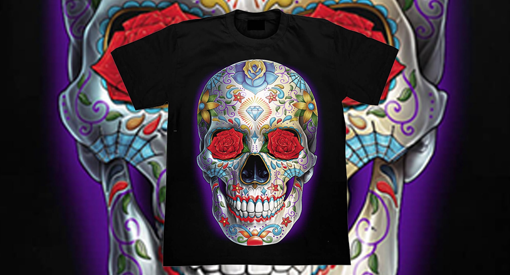 Skull  4D T-shirt  , GLOW IN DARK