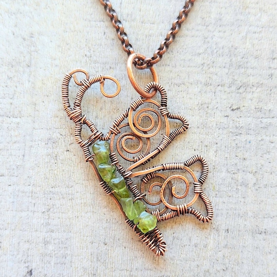 Butterfly Pendant Necklace Peridot Gemstone Wire Wrap Etsy Canada