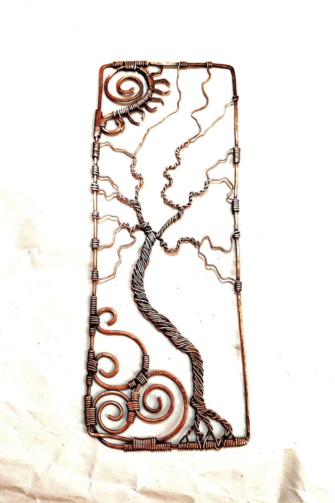 Copper Wire Wrap Tree of Life With Sun Bookmark Copper Book Etsy