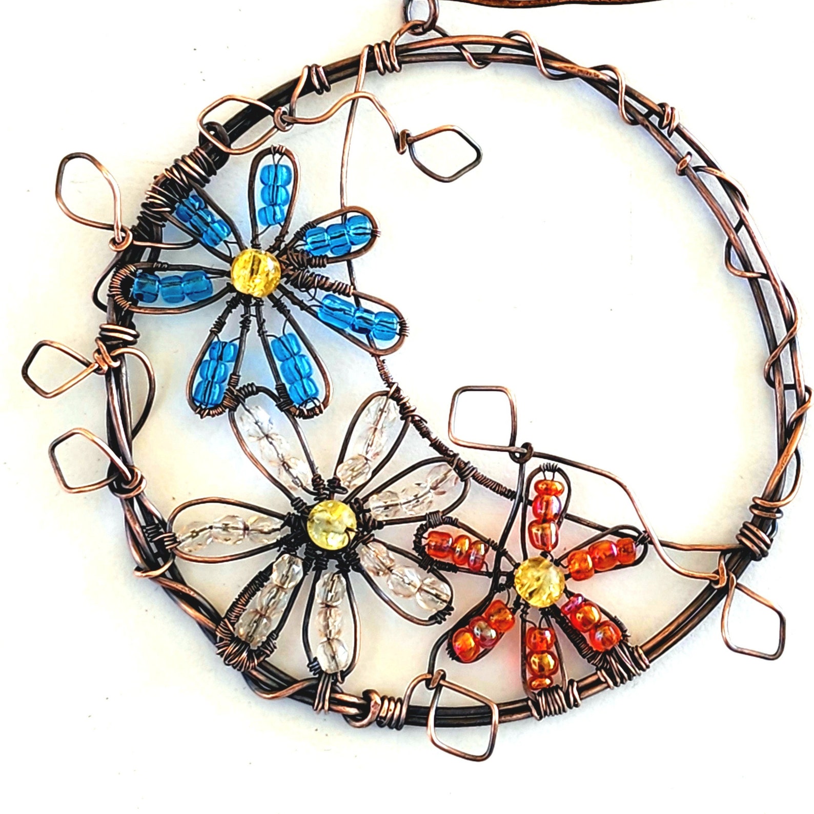 Moon and Flowers Handmade Suncatcher Window Sun Catcher Etsy