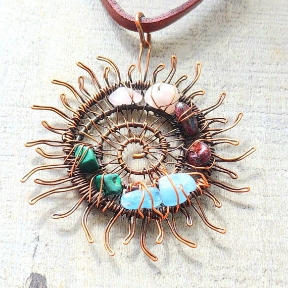 Spiral Sunburst Pendant - Multi Color Spiral Sunburst Pendant - Multi Color