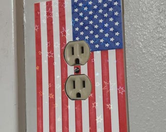 July 4th American Flag Cover light switch – Patriotic Stars and Stripes Home Decor