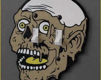 Undead Skull Light Switch Cover, Holographic Horror Wall Plate, Halloween Toggle Rocker or Outlet Decor
