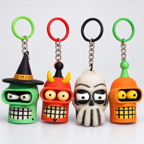 Planet express Halloween Bender and Zoidberg Keychain