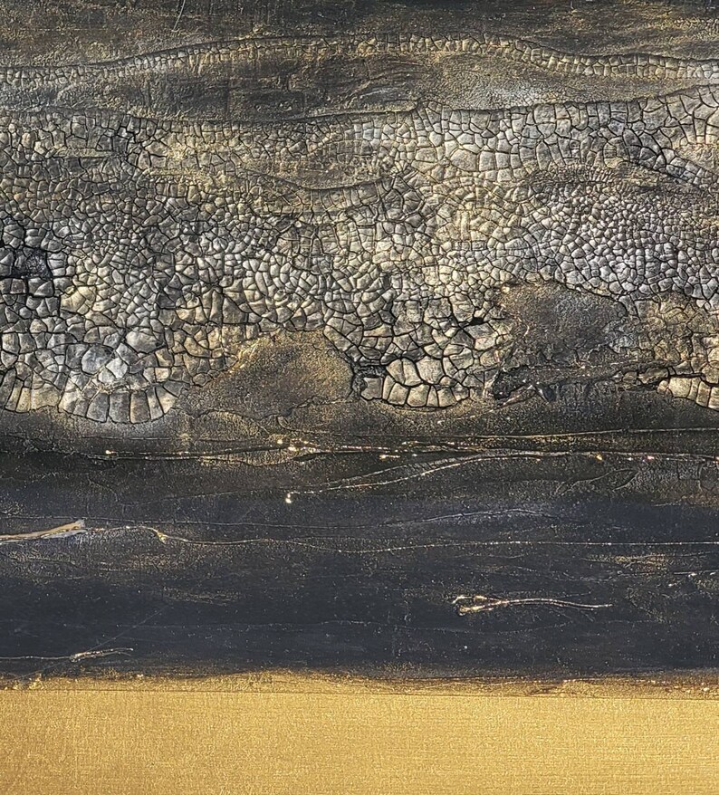 Textured Abstract Art W Multi Layers of Resin. Black Gold Etsy