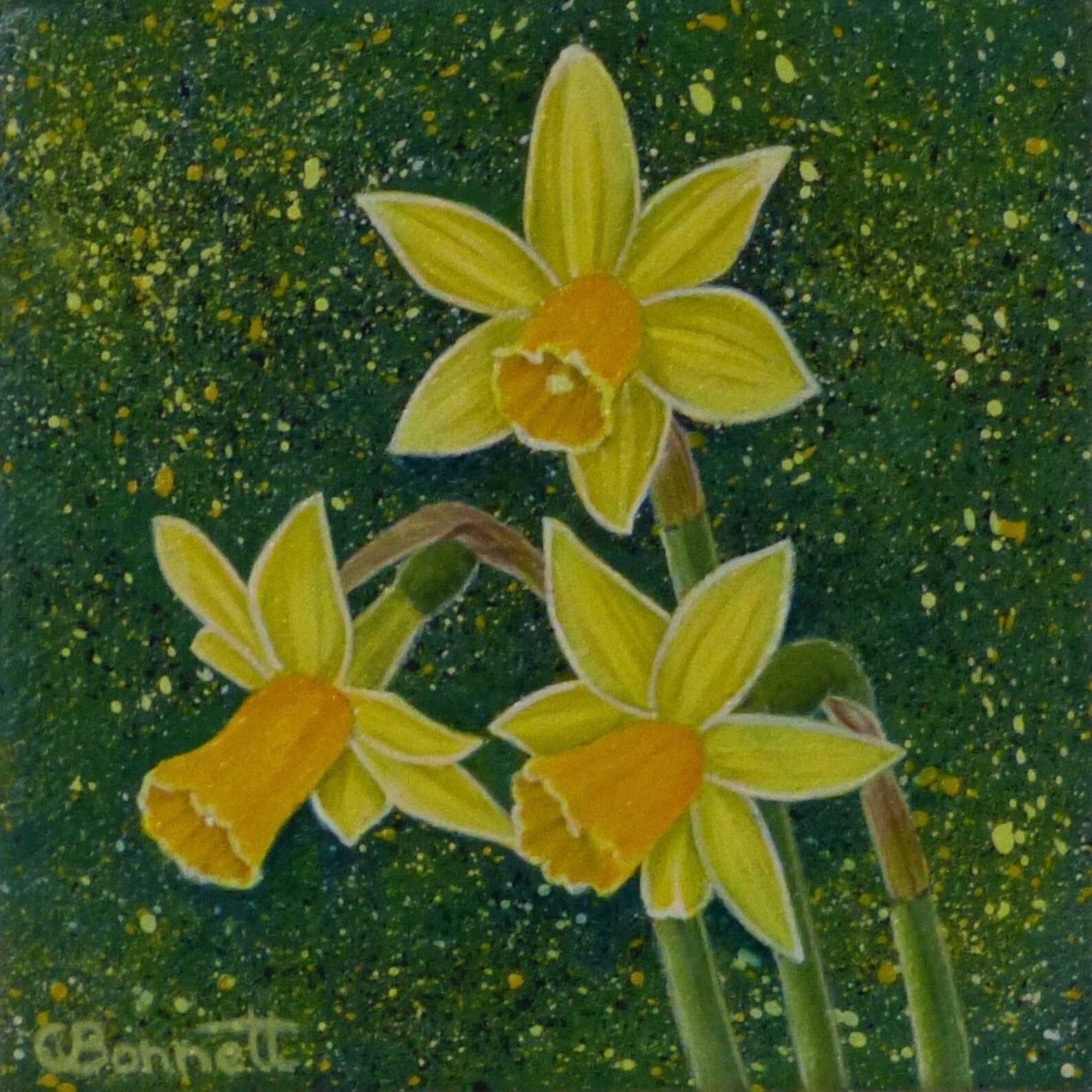 Daffodil Flowers Original Acrylic Painting on Canvas Panel Etsy