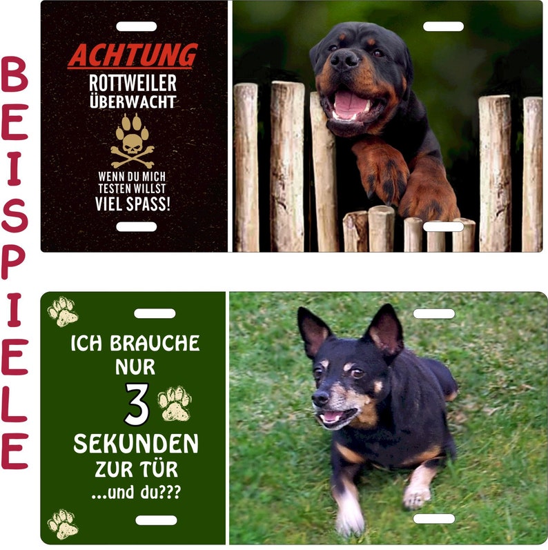 Hundeschild Beispiel: Border Collie Metallschild Türschild Blechschild Warnschild mit eigenem Foto und Text/Spruch Bild 4