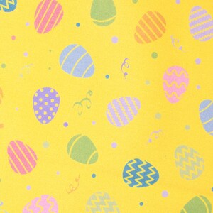Happy Easter, Baumwolle Webware, Osterstoff, Hasen, Blumen, gelb, pink, flieder Bild 5