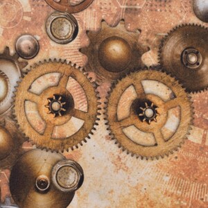 French Terry, digital, PIPES STEAMPUNK, braun-natur Bild 2