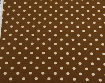 Jersey Baumwolle mittelbraun Punkte beige