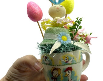 Wade Children's Cup Easter Assemblage with Vintage Elements (made by me)
