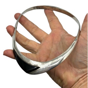 Modernist Mexican Sterling and Onyx Choker