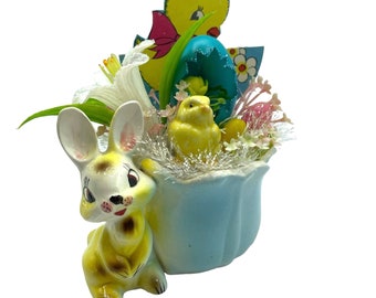 Yellow Bunny Easter Assemblage with Vintage Elements (made by me)