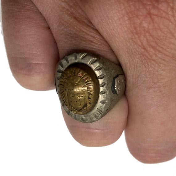 Vintage Mixed Metal Mexican Biker Ring