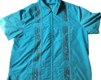 Vintage 80s Haband Guayabera Full Zip Shirt - Sz 3XL - Lounge