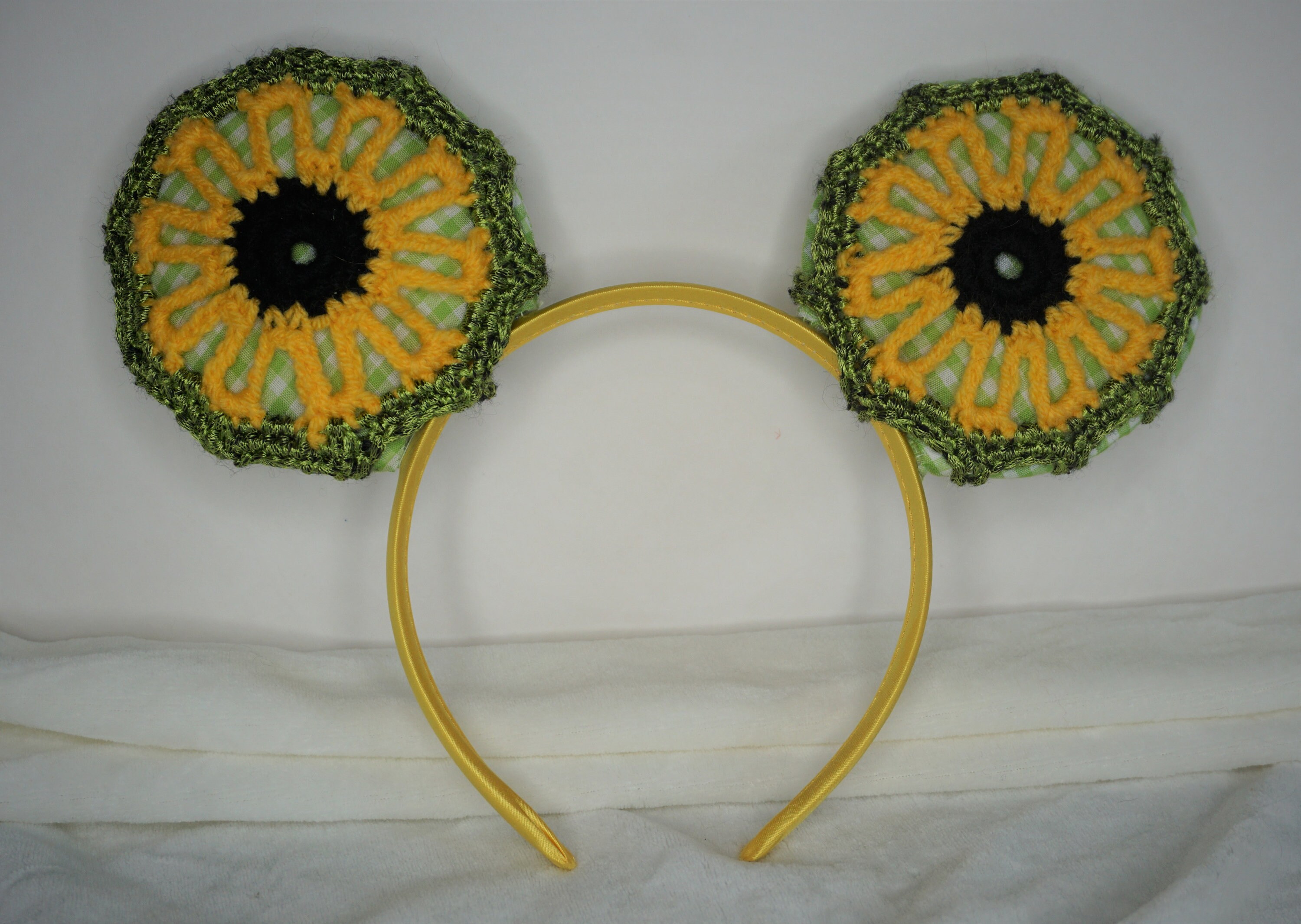 Custom Disney Minnie Mouse Ears Knitted Sunflower Headband Orange you glad it main image 2