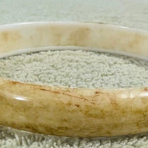 Vintage Plastic Brown Beige White Bangle Bracelet Marbled