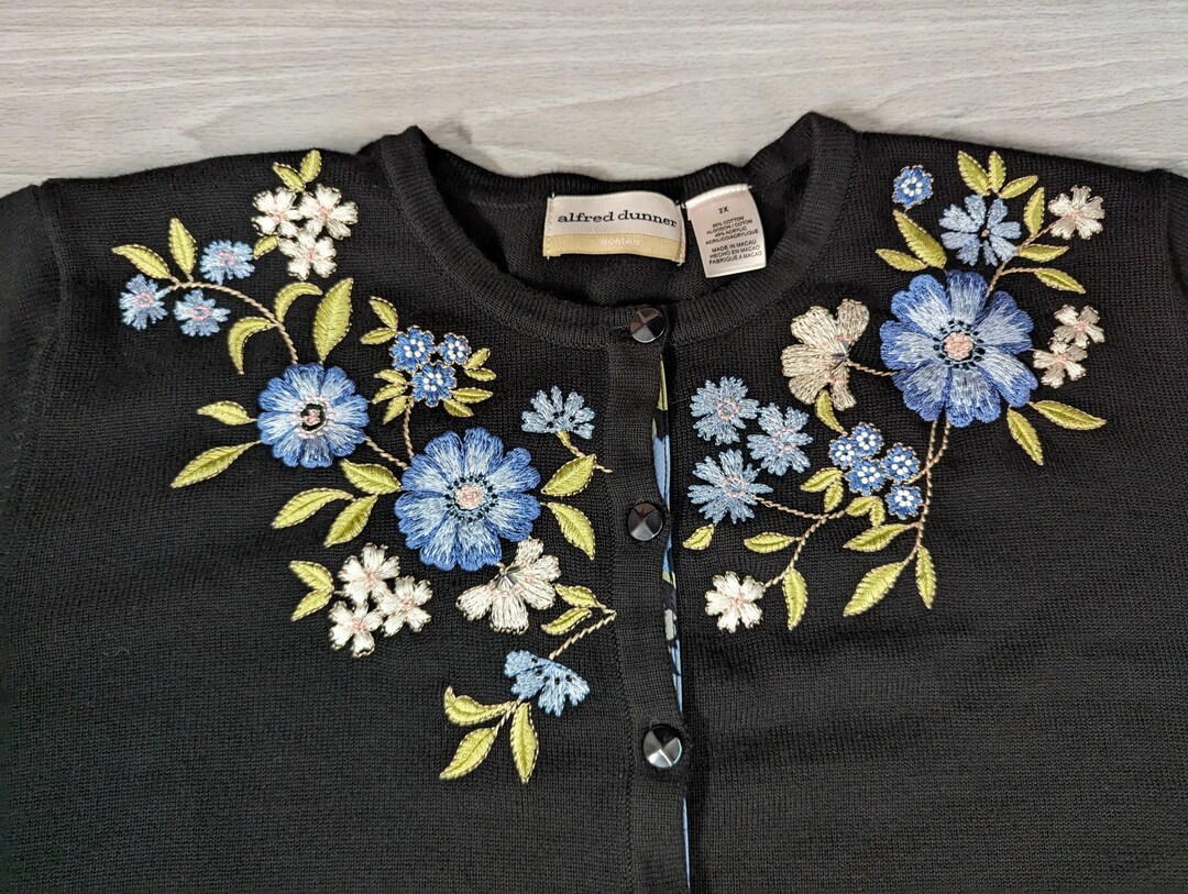 Alfred Dunner Embroidered Vintage Sweater-Bust 40