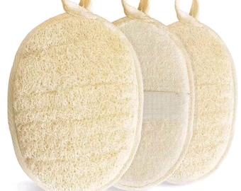 Éponge exfoliante en luffa naturel - Exfoliant pour le corps et la cuisine pour peau sensible, éponge pour le bain et la douche, luffa réutilisable pour femmes et hommes
