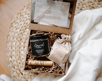 Mother’s Day Spa Gift Set - Relaxing Bath Gift Box with Calm Oil, Oatmeal Soak & Bath Salts - Self Care Gift for Mom, Women, Her