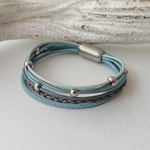 Light blue Nappa leather bracelet image 2