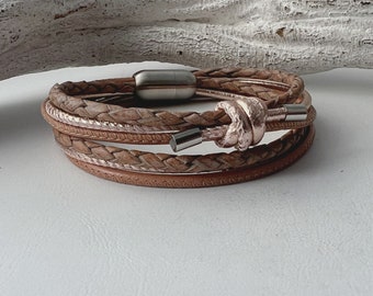 Wickelarmband Leder mit Knoten nude vintage