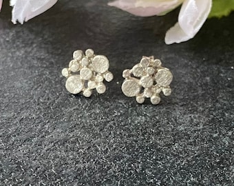 Stud earrings with dots, 925 sterling silver