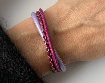 Nappa leather bracelet purple