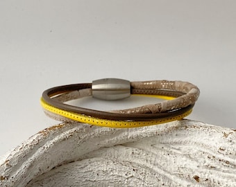 Yellow beige nappa leather bracelet