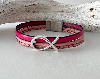 Armband Leder Fisch pink Konfirmation Kommunion Taufe