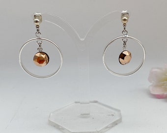 Rose gold circle drop earrings