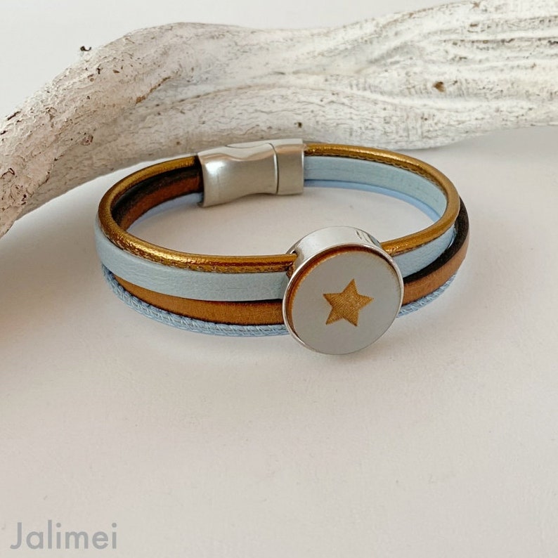 Leren armband met cabochon ster afbeelding 2