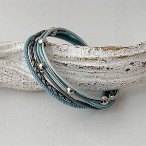 Light blue Nappa leather bracelet image 3