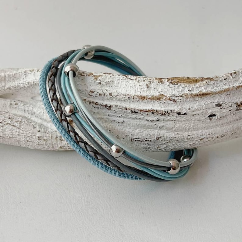 Light blue Nappa leather bracelet image 3