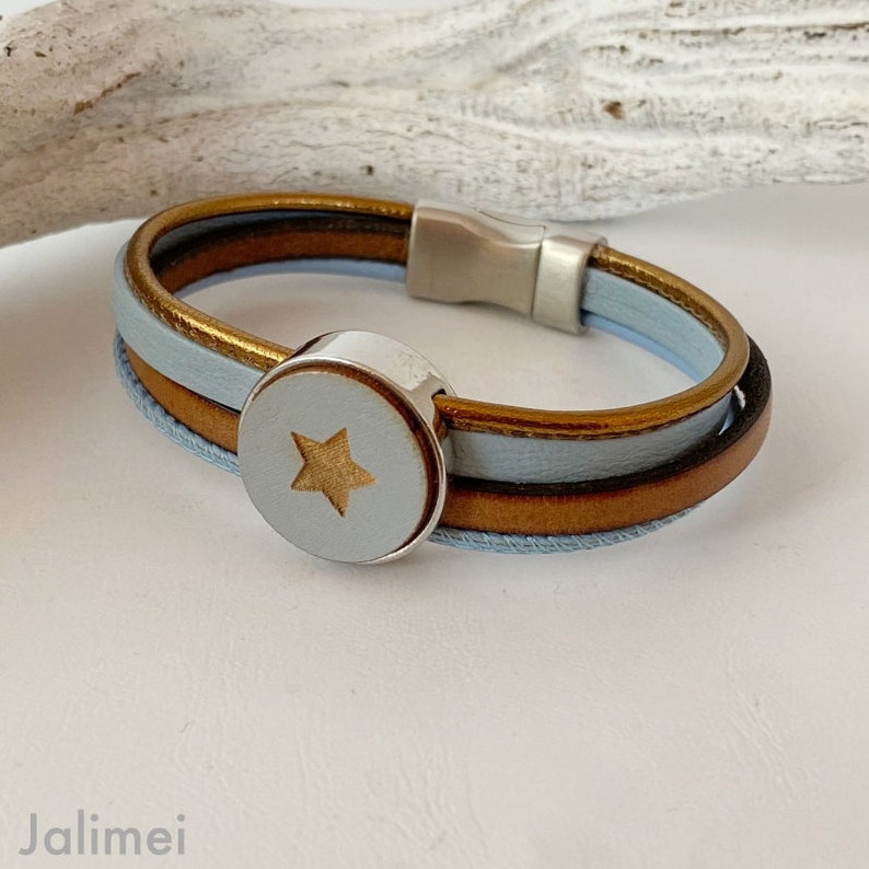 Leren armband met cabochon ster afbeelding 3