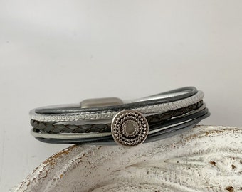 Armband Leder grau