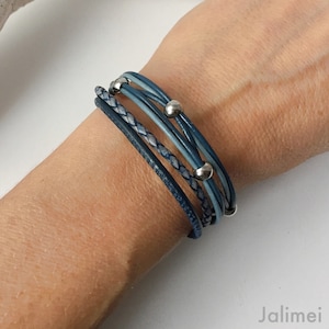 Nappa leather bracelet antique blue